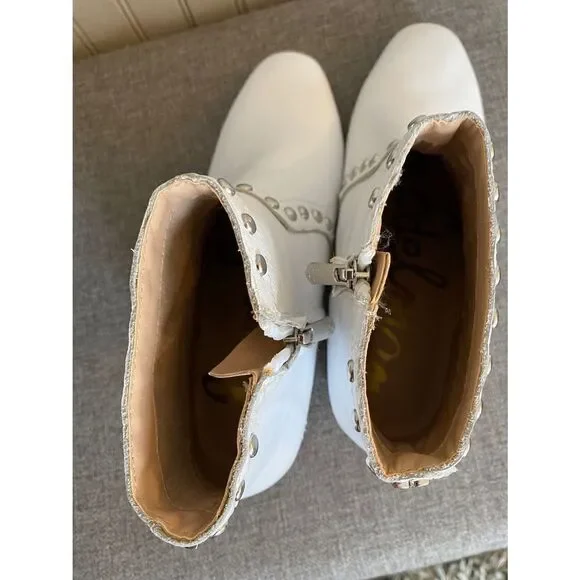 Sam Edelman White Boots “Studded” Lorin Boot 9.5 - Picture 6 of 7